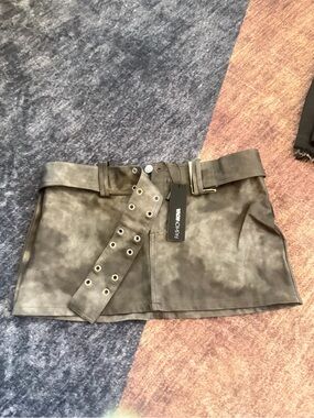 NWT FASHIONNOVA Olive Mini Skirt with Grommet Belt